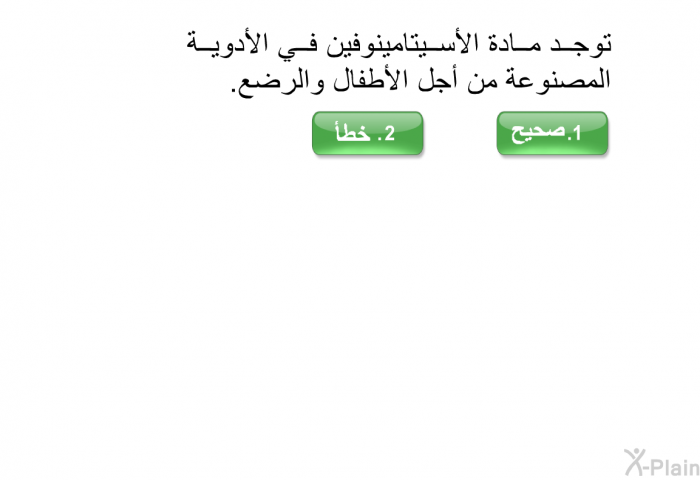 توجد مادة الأسيتامينوفين في الأدوية المصنوعة من أجل الأطفال والرضع.