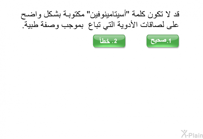 قد لا تكون كلمة "أسيتامينوفين" مكتوبة بشكل واضح على لصاقات الأدوية التي تباع بموجب وصفة طبية.