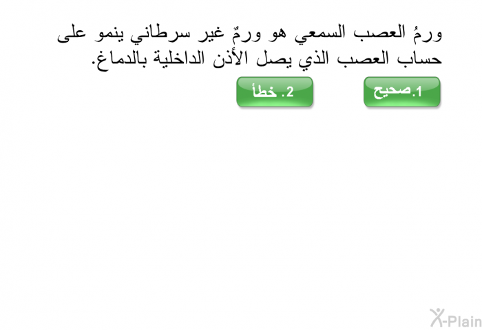 ورمُ العصب السمعي هو ورمٌ غير سرطاني ينمو على حساب العصب الذي يصل الأذن الداخلية بالدماغ.