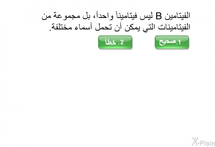 الفيتامينB ليس فيتاميناً واحداً، بل مجموعة من الفيتامينات التي يمكن أن تحمل أسماء مختلفة.