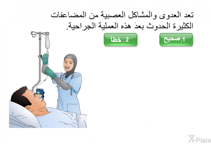 تعدُّ العدوى والمشاكل العصبية من المضاعفات الكثيرة الحدوث بعدَ هذه العملية الجراحية.