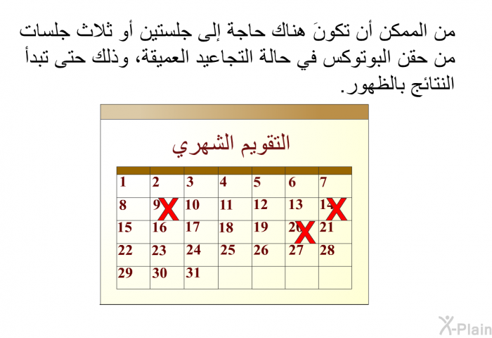 من الممكن أن تكونَ هناك حاجة إلى جلستين أو ثلاث جلسات من حقن البوتوكس في حالة التجاعيد العميقة، وذلك حتى تبدأ النتائج بالظهور.