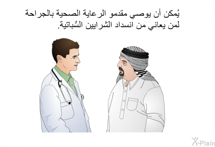 يُمكن أن يوصي مقدمو الرعاية الصحية بالجراحة لمن يعاني من انسداد الشرايين السُّباتية.