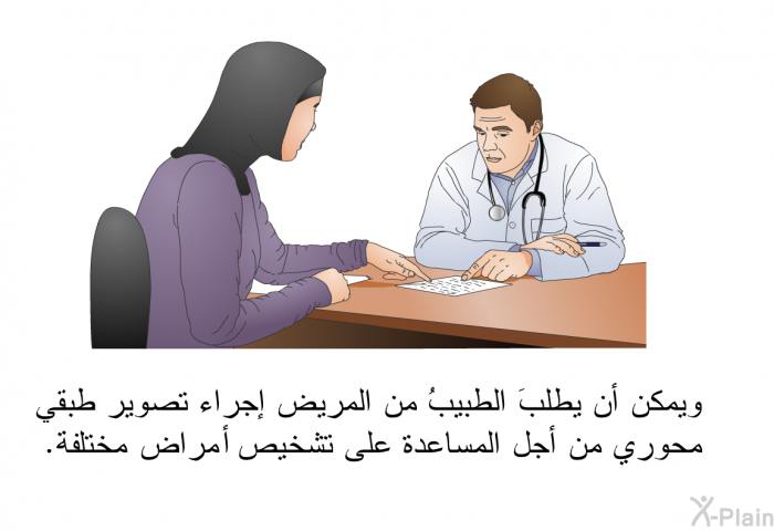 ويمكن أن يطلبَ الطبيبُ من المريض إجراء تصوير طبقي محوري من أجل المساعدة على تشخيص أمراض مختلفة.