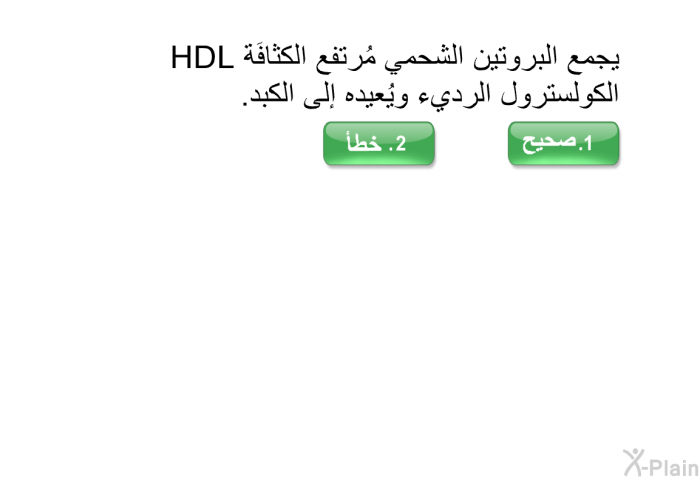 يجمع البروتين الشحمي مُرتفع الكثافَة HDL الكولسترول الرديء ويُعيده إلى الكبد.