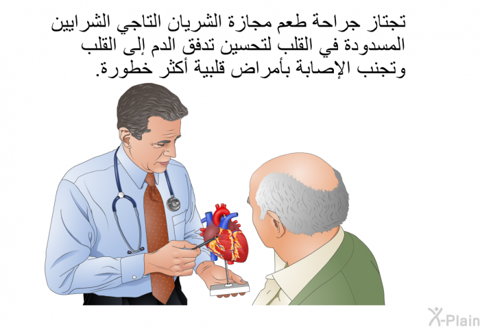 تجتاز جراحة طعم مجازة الشريان التاجي الشرايين المسدودة في القلب لتحسين تدفق الدم إلى القلب وتجنب الإصابة بأمراض قلبية أكثر خطورة.