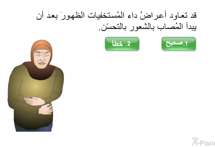 قد تعاود أعراضُ داء المُستخفِيات الظهورَ بعد أن يبدأ المُصاب بالشعور بالتحسّن.