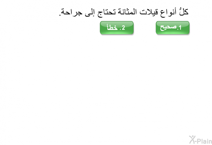 كلُّ أنواع قيلات المثانة تحتاج إلى جراحة.