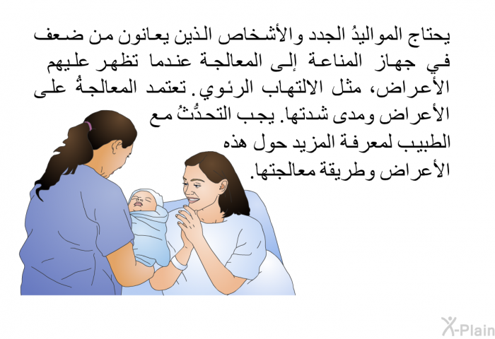 يحتاج المواليدُ الجدد والأشخاص الذين يعانون من ضعف في جهاز المناعة إلى المعالجة عندما تظهر عليهم الأعراض، مثل الالتهاب الرئوي. تعتمد المعالجةُ على الأعراض ومدى شدتها. يجب التحدُّثُ مع الطبيب لمعرفة المزيد حول هذه الأعراض وطريقة معالجتها.