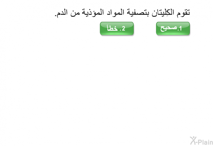 تقوم الكِليتان بتصفية المواد المؤذية من الدم.