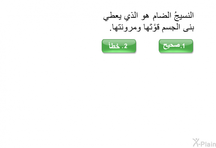 النسيجُ الضام هو الذي يعطي بنى الجسم قوَّتَها ومرونتها.