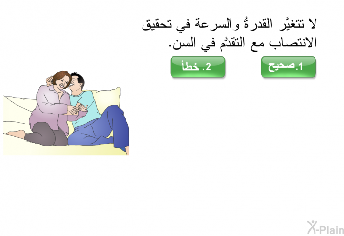 لا تتغيَّر القدرةُ والسرعة في تحقيق الانتصاب مع التقدُّم في السن.
