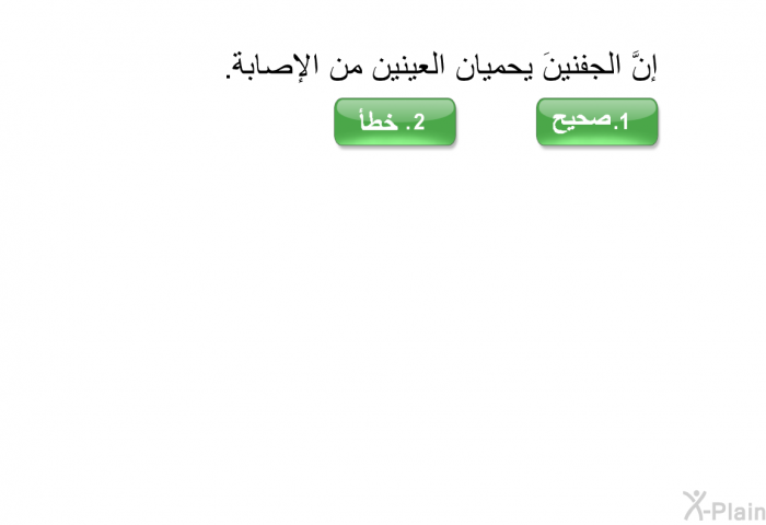 إنَّ الجفنينَ يحميان العينين من الإصابة.