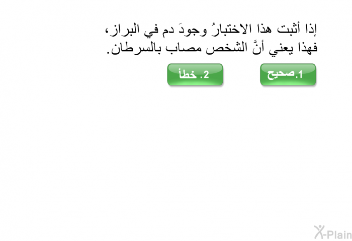 إذا أثبت هذا الاختبارُ وجودَ دم في البراز، فهذا يعني أنَّ الشخص مصابٌ بالسرطان.