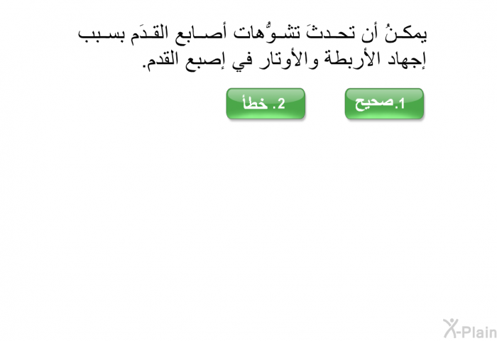 يمكنُ أن تحدثَ تشوُّهات أصابع القدَم بسبب إجهاد الأربطة والأوتار في إصبع القدم.