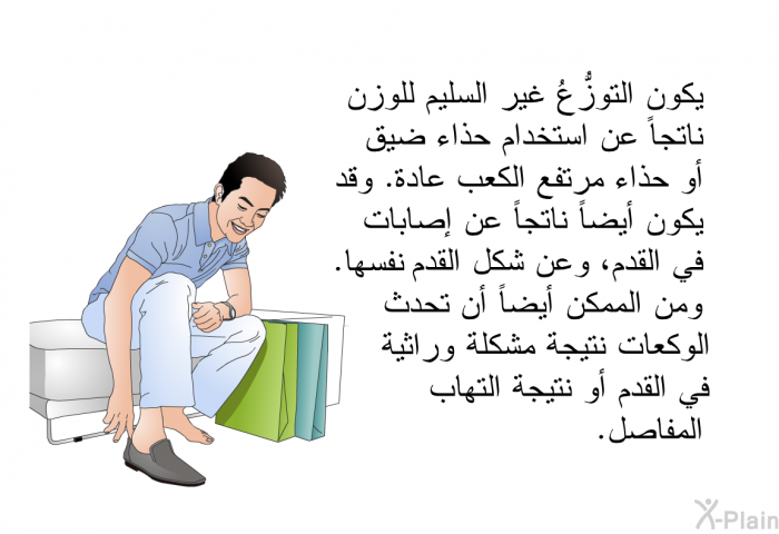 يكون التوزُّعُ غير السليم للوزن ناتجاً عن استخدام حذاء ضيق أو حذاء مرتفع الكعب عادة. وقد يكون أيضاً ناتجاً عن إصابات في القدم، وعن شكل القدم نفسها. ومن الممكن أيضاً أن تحدث الوكعات نتيجة مشكلة وراثية في القدم أو نتيجة التهاب المفاصل.