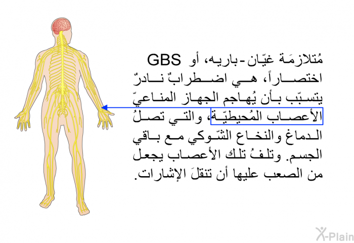 مُتلازمَة غيّان-باريه، أو GBS اختصاراً، هي اضطرابٌ نادرٌ يتسبّب بأن يُهاجم الجهاز المناعيّ الأعصاب المُحيطيّة، والتي تصلُ الدماغ والنخاع الشّوكي مع باقي الجسم. وتلفُ تلك الأعصاب يجعل من الصعب عليها أن تنقلَ الإشارات.