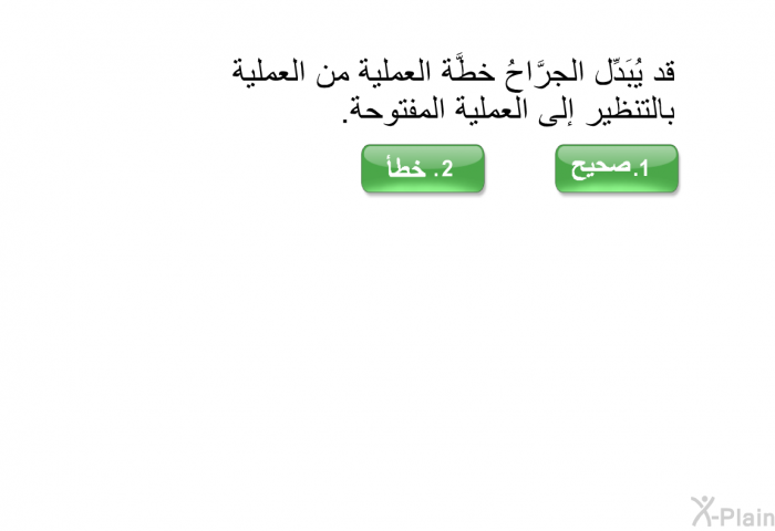 قد يُبَدِّل الجرَّاحُ خطَّة العملية من العملية بالتنظير إلى العملية المفتوحة.