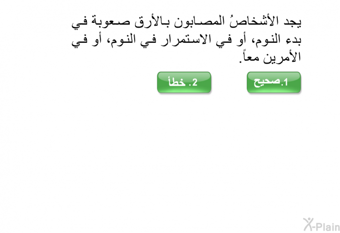 يجد الأشخاصُ المصابون بالأرق صعوبة في بدء النوم، أو في الاستمرار في النوم، أو في الأمرين معاً.