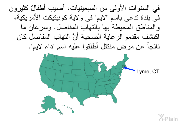 في السنوات الأولى من السبعينيات، أصيب أطفالٌ كثيرون في بلدة تدعى باسم "لايم" في ولاية كونيتيكت الأمريكية، والمناطق المحيطة بها بالتهاب المفاصل. وسرعان ما اكتشف مقدمو الرعاية الصحية أنَّ التهاب المفاصل كان ناتجاً عن مرض منتقل أطلقوا عليه اسم "داء لايم".