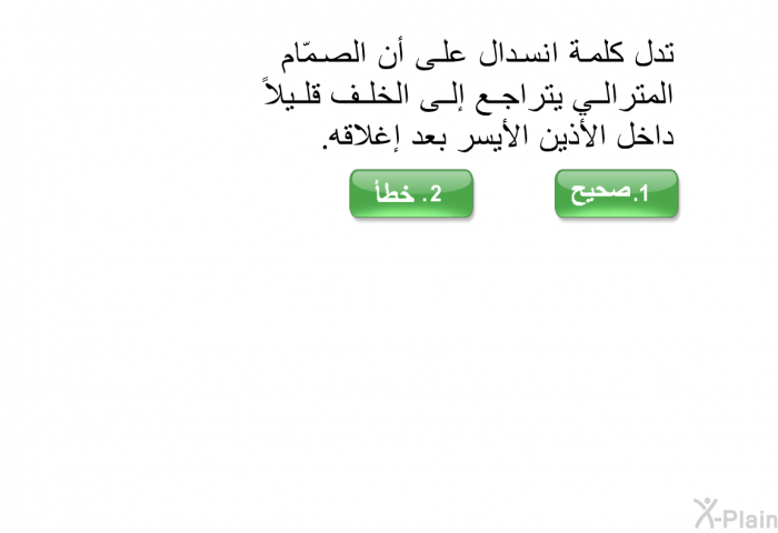 تدل كلمة انسدال على أن الصمّام المترالي يتراجع إلى الخلف قليلاً داخل الأذين الأيسر بعد إغلاقه.