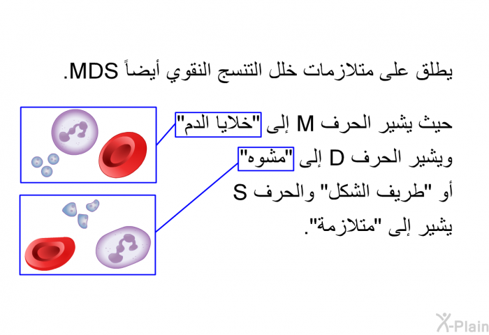 يطلق على متلازمات خلل التنسج النقوي أيضاً MDS. حيث يشير الحرف M إلى "خلايا الدم" ويشير الحرف D إلى "مشوه" أو "طريف الشكل" والحرف S يشير إلى "متلازمة".