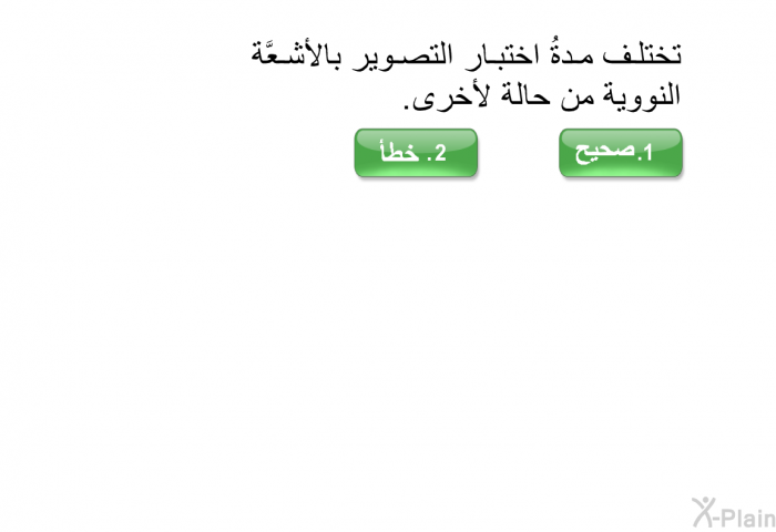 تختلف مدةُ اختبار التصوير بالأشعَّة النووية من حالة لأخرى.