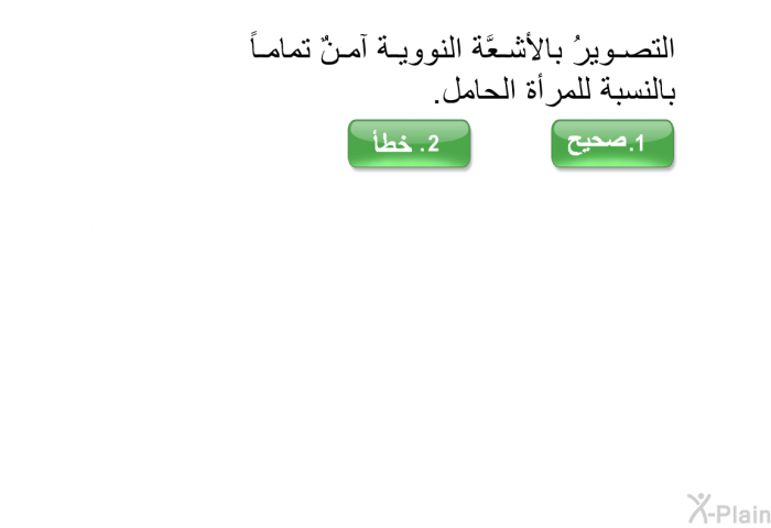 التصويرُ بالأشعَّة النووية آمنٌ تماماًً بالنسبة للمرأة الحامل.