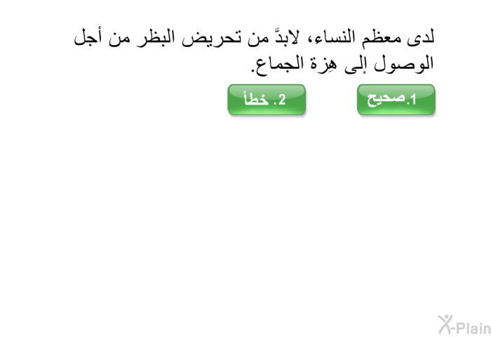 لدى معظم النساء، لابدَّ من تحريض البظر من أجل الوصول إلى هِزة الجماع.