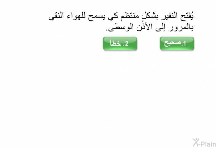 يُفتح النفير بشكلٍ منتظم كي يسمح للهواء النقي بالمرور إلى الأذن الوسطى.