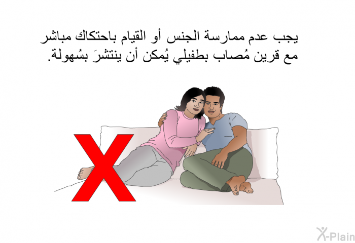 يجب عدم ممارسة الجنس أو القيام باحتكاك مباشر مع قرين مُصاب بطفيلي يُمكن أن ينتشرَ بسُهولة.