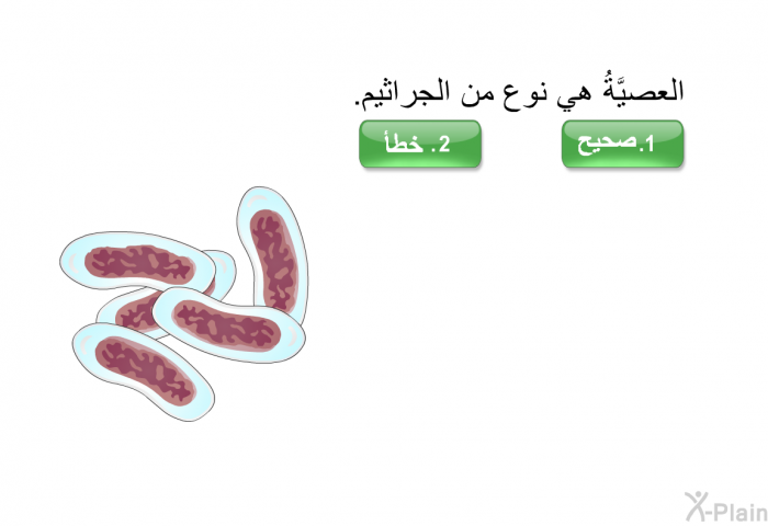 العصيَّةُ هي نوع من الجراثيم. اضغط صح أو خطأ.