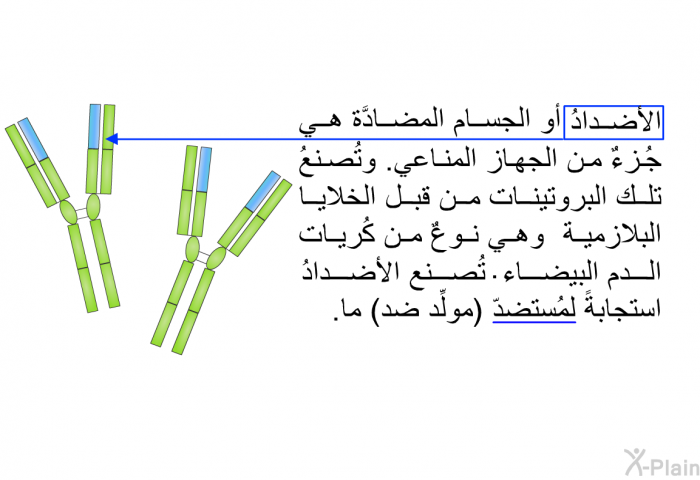 الأضدادُ أو الجسام المضادَّة هي جُزءٌ من الجهاز المناعي. وتُصنعُ تلك البروتينات من قبل الخلايا البلازمية، وهي نوعٌ من كُريات الدم البيضاء، تُصنِّع الأضدادُ استجابةً لمُستضدّ (مولِّد ضد) ما.