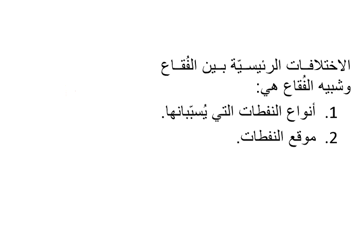 الاختلافات الرئيسيّة بين الفُقاع وشبيه الفُقاع هي:  أنواع النفطات التي يُسبّبانها. موقع النفطات.