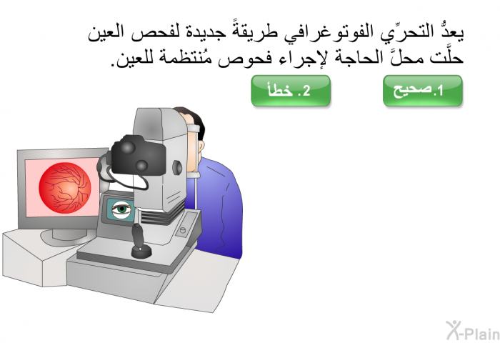 يعدُّ التحرِّي الفوتوغرافي طريقةً جديدة لفحص العين حلَّت محلَّ الحاجة لإجراء فحوص مُنتظمة للعين.