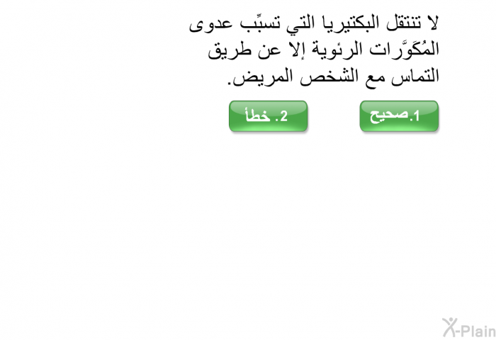 لا تنتقل البكتيريا التي تسبِّب عدوى المُكَوَّرات الرئوية إلا عن طريق التماس مع الشخص المريض.