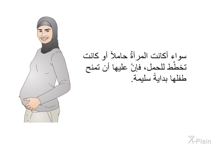 سواءٌ أكانت المرأةُ حاملاً أو كانت تخطِّط للحمل، فإنَّ عليها أن تمنح طفلها بدايةً سليمة.