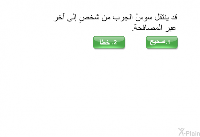 قد ينتقل سوسُ الجرب من شخصٍ إلى آخر عبر المصافحة.