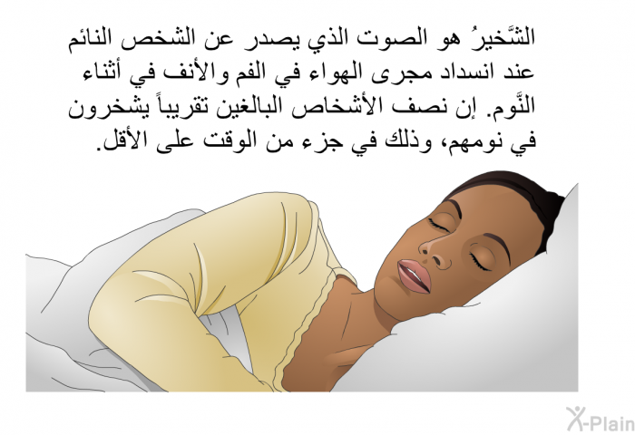 الشَّخيرُ هو الصوت الذي يصدر عن الشخص النائم عند انسداد مجرى الهواء في الفم والأنف في أثناء النَّوم. إن نصف الأشخاص البالغين تقريباً يشخرون في نومهم، وذلك في جزء من الوقت على الأقل.