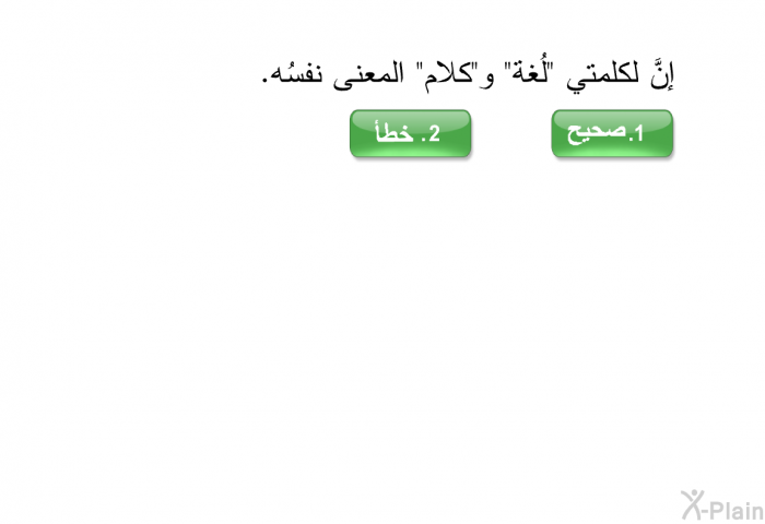 إنَّ لكلمتي "لُغة" و "كلام" المعنى نفسُه.