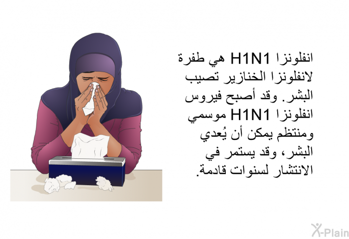 انفلونزا H1N1 هي طفرة لانفلونزا الخنازير تصيب البشر. وقد أصبح فيروس انفلونزا H1N1 موسمي ومنتظم يمكن أن يُعدي البشر، وقد يستمر في الانتشار لسنوات قادمة.