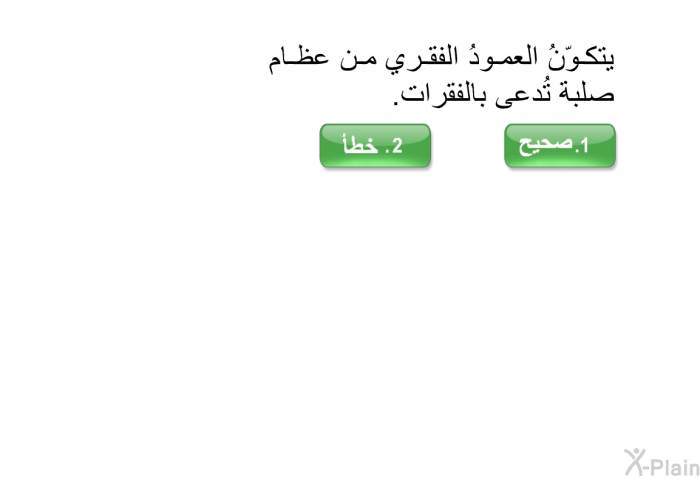 يتكوّنُ العمودُ الفقري من عظامٍ صلبة تُدعى بالفقرات.