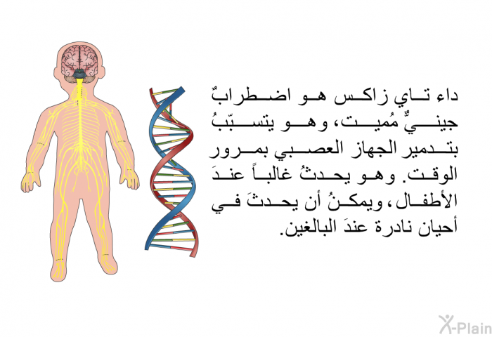 داء تاي زاكس هو اضطرابٌ جينيٌّ مُميت، وهو يتسبّبُ بتدميرالجهاز العصبي بمرور الوقت. وهو يحدثُ غالباً عندَ الأطفال، ويمكنُ أن يحدثَ في أحيان نادرة عندَ البالغين.