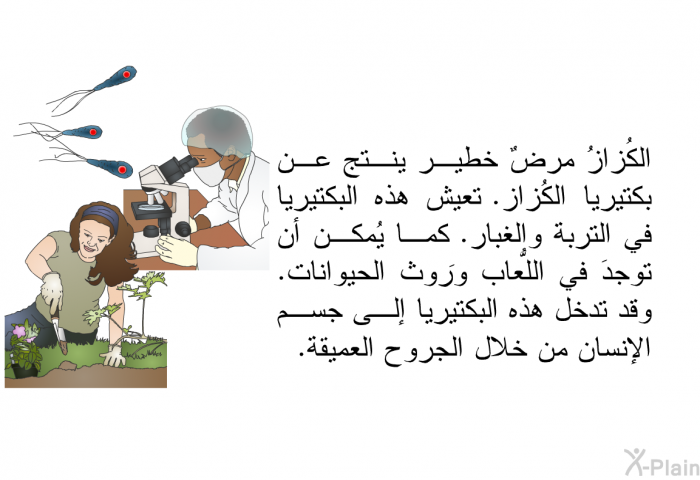 الكُزازُ مرضٌ خطير ينتج عن بكتيريا الكُزاز. تعيش هذه البكتيريا في التربة والغبار. كما يُمكن أن توجدَ في اللُّعاب ورَوث الحيوانات. وقد تدخل هذه البكتيريا إلى جسم الإنسان من خلال الجروح العميقة.