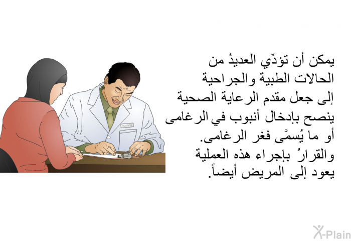 يمكن أن تؤدِّي العديدُ من الحالات الطبية والجراحية إلى جعل مقدم الرعاية الصحية ينصح بإدخال أنبوب في الرغامى أو ما يُسمَّى فغر الرغامى. والقرارُ بإجراء هذه العملية يعود إلى المريض أيضاً.