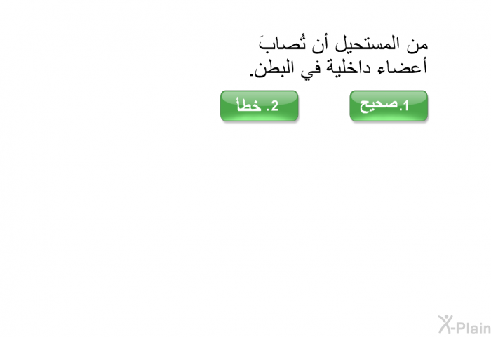 من المستحيل أن تُصابَ أعضاء داخلية في البطن.