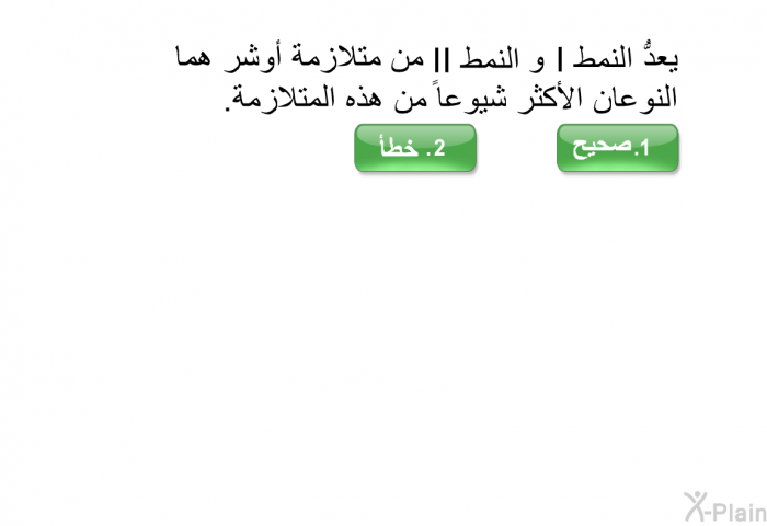 يعدُّ النمط I والنمط II من متلازمة أوشر هما النوعان الأكثر شيوعاً من هذه المتلازمة.