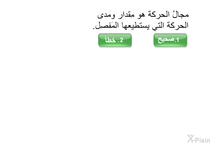 مجالُ الحركة هو مِقدار ومدى الحركة التي يستطيعها المَفصِل.