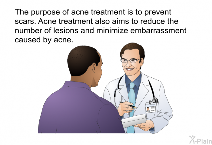 The purpose of acne treatment is to prevent scars. Acne treatment also aims to reduce the number of lesions and minimize embarrassment caused by acne.