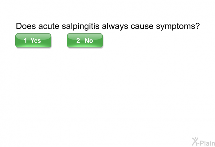 Does acute salpingitis always cause symptoms?